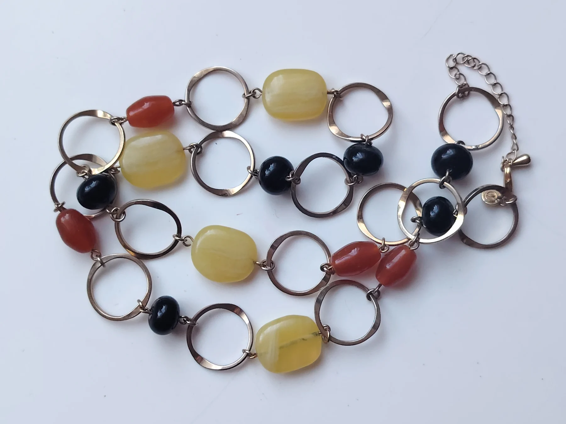 Virgin vie glass and stone metal hoop necklace