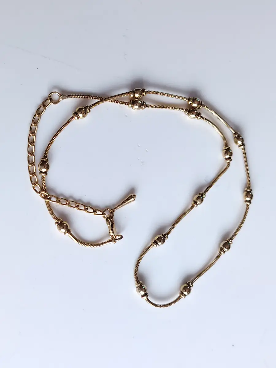 Gold tone chain necklace ball bead style chic layering