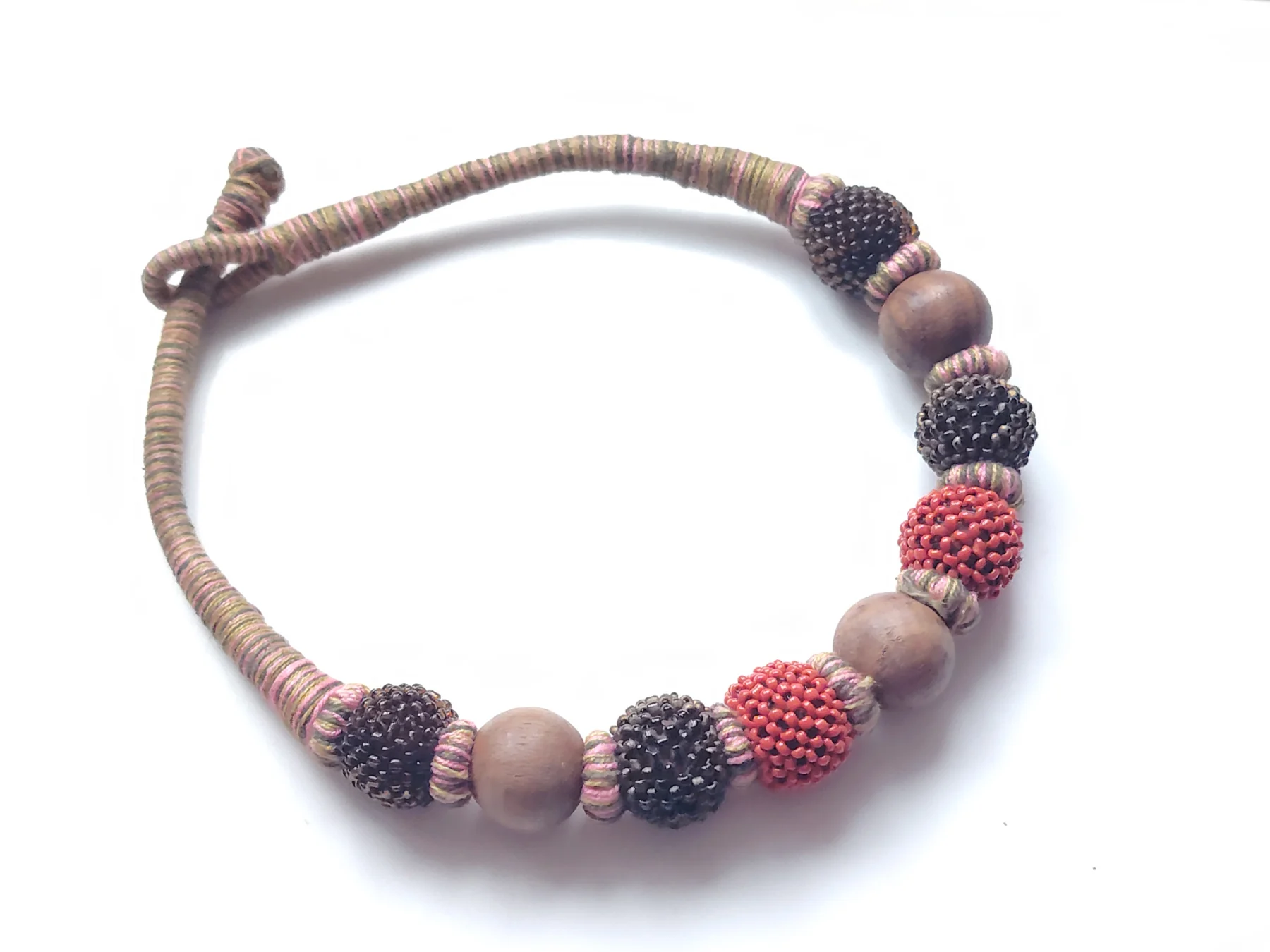 Boho style glass seed bead beaded necklace