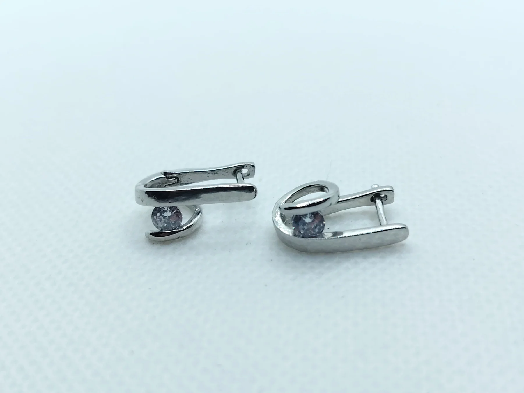Silver tone clear stone earrings for pierced ears boho layering