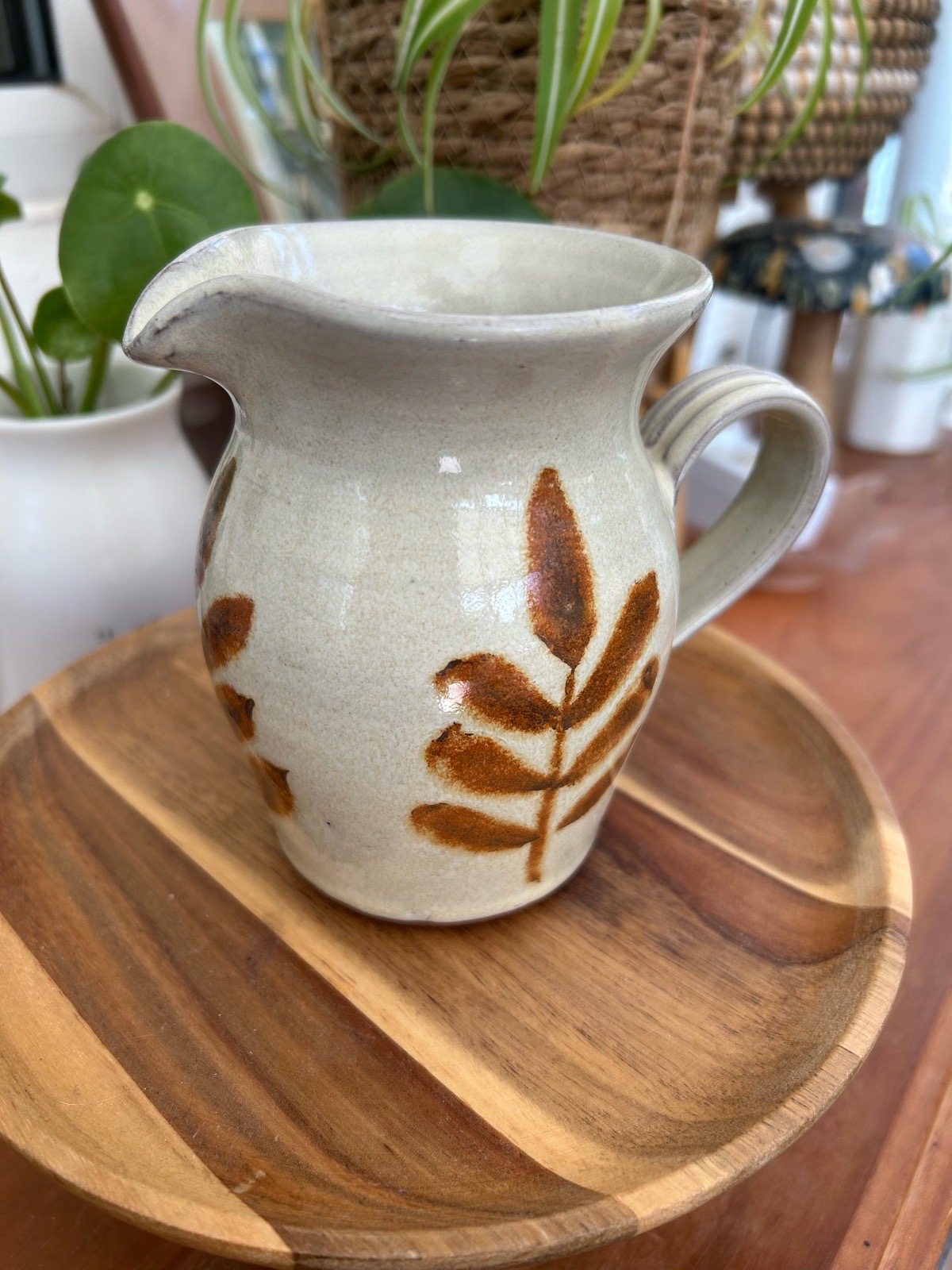 Vintage North Devon Studio Pottery Small Jug Creamer Leaf