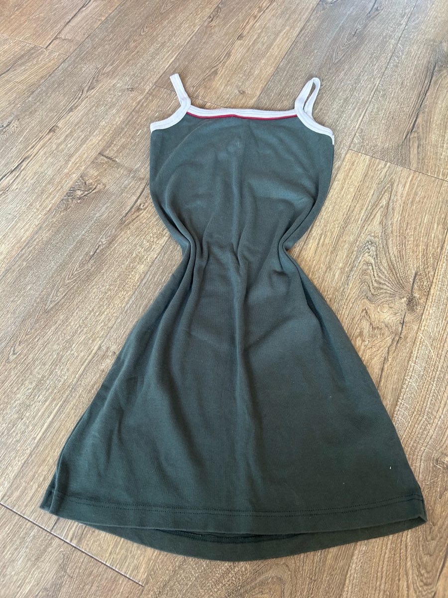 Y2K New Look Khaki Green Tennis Dress 100% Cotton Size 8 Summer