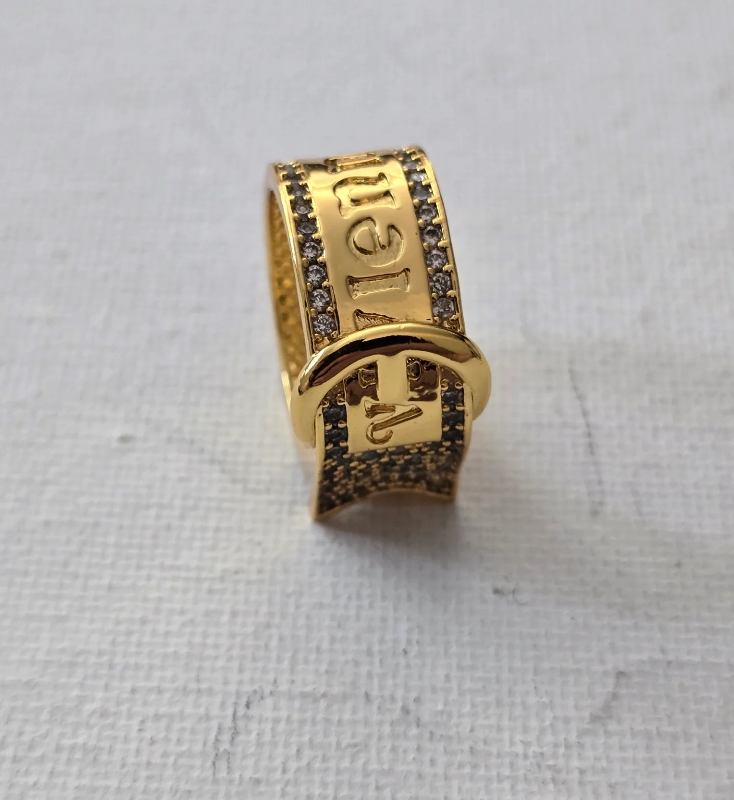 Gold Vivienne Westwood Belt Ring Rhinestone Pave Y2K Grunge Gothic Jewelry