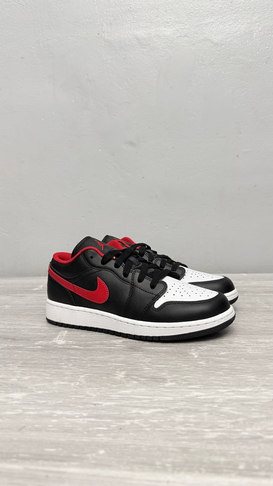 Air Jordan 1 Low "White Toe" Red, Black & White Trainers UK 5.5