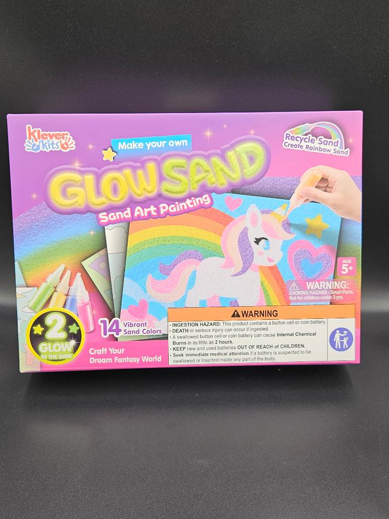 Klever Kits GlowSand Sand Art Kits for Kids, Glow in The Dark Sand