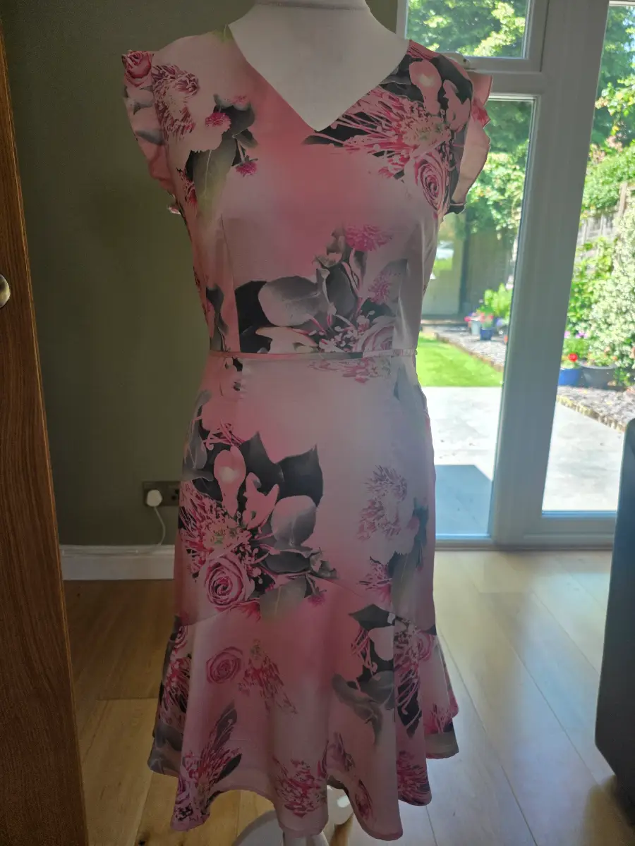 Fenn Wright Manson pink floral midi dress-Size 10