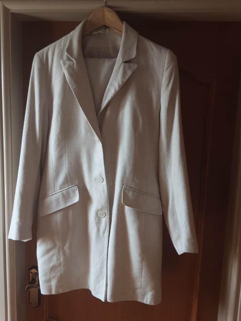 Cream linen blend trouser suit
