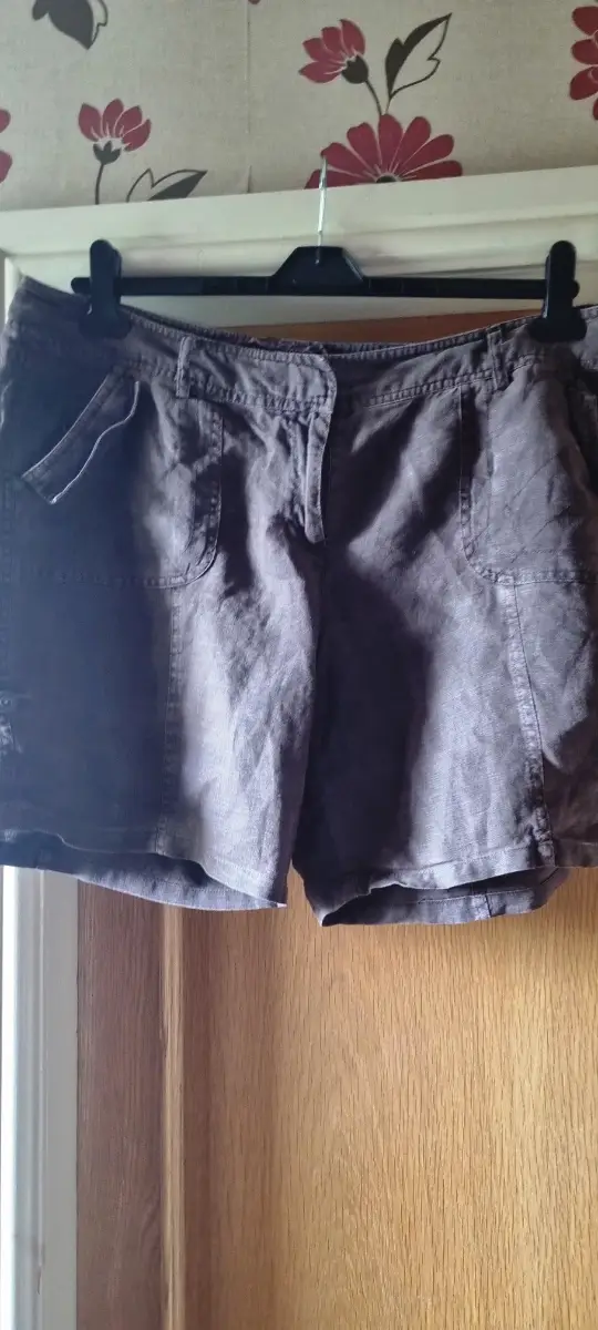 Brown linen shorts