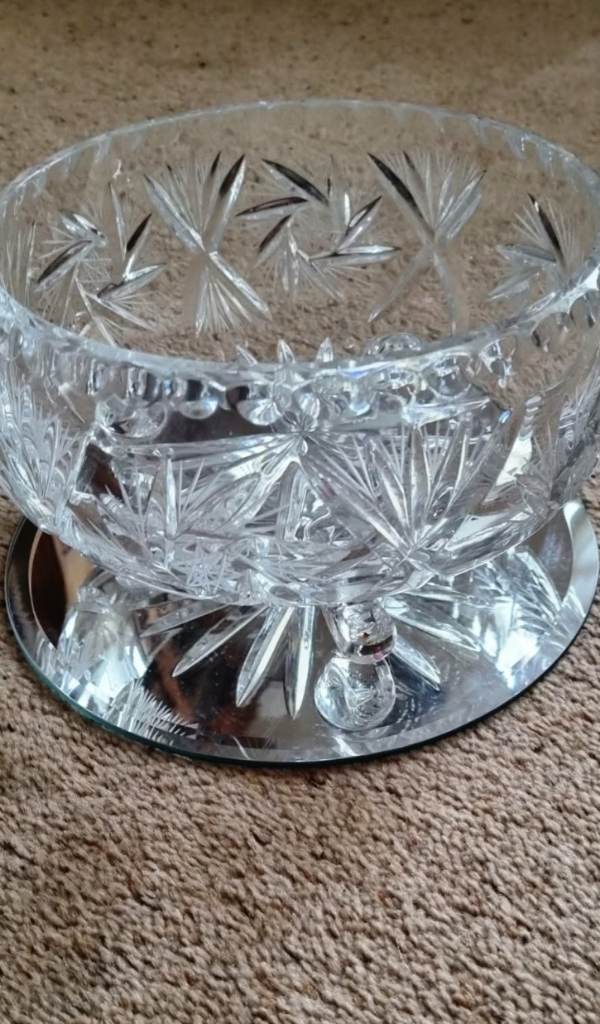 Cut glass footed bowl