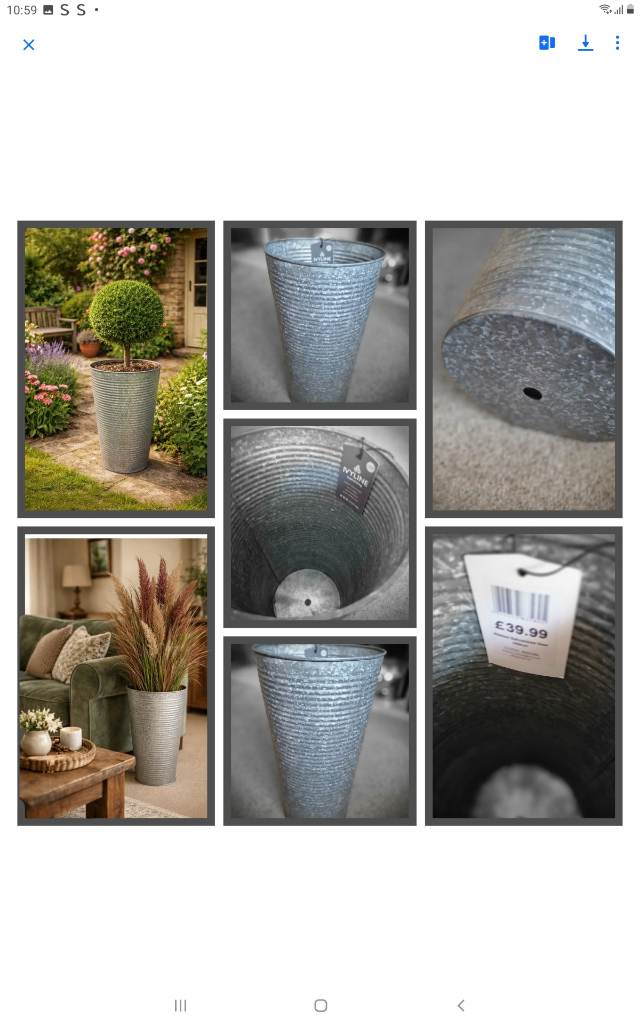 Tall galvanised planter/ vase