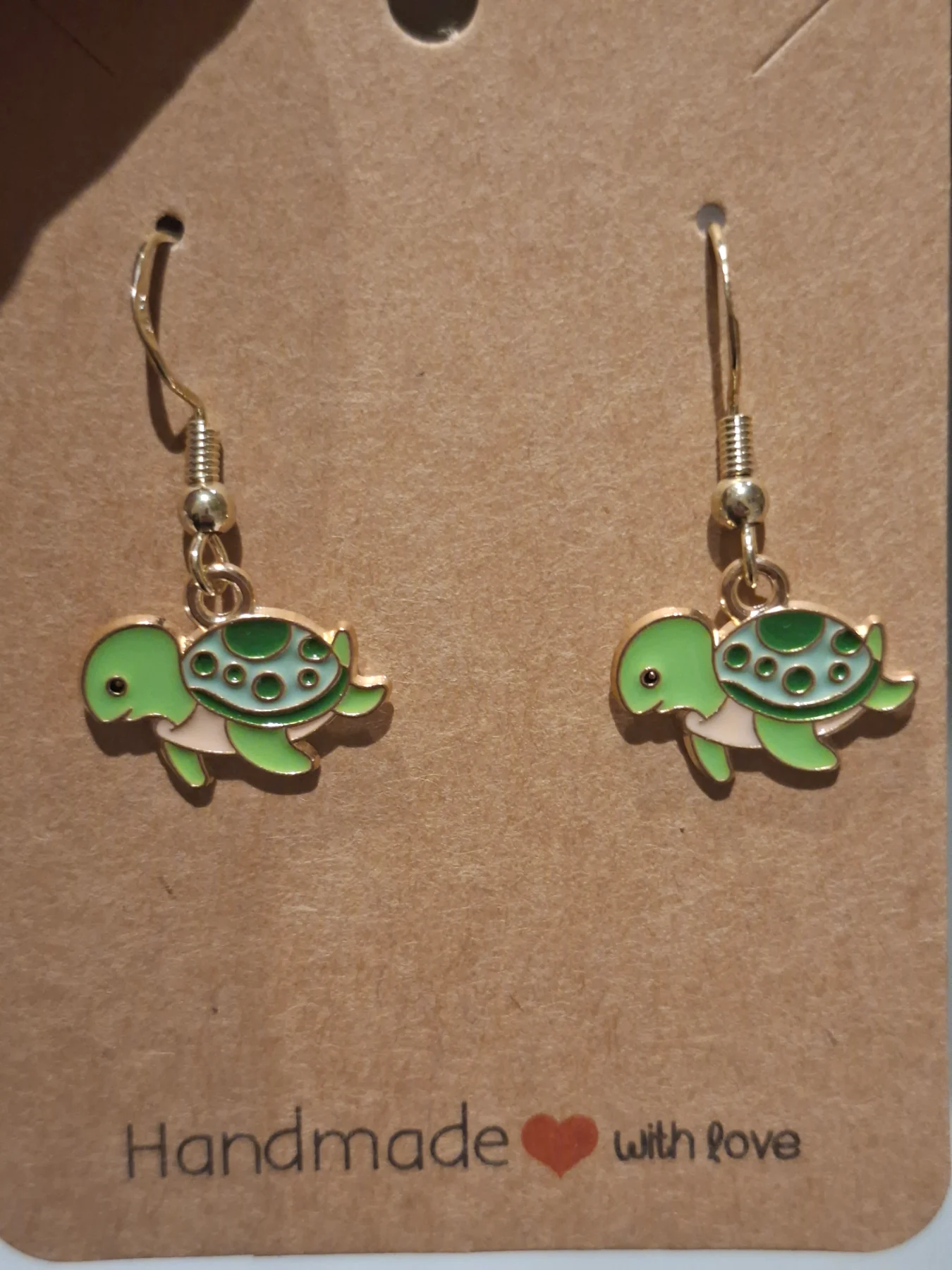 Dainty little turtle earrings on 925 gold plated hooks