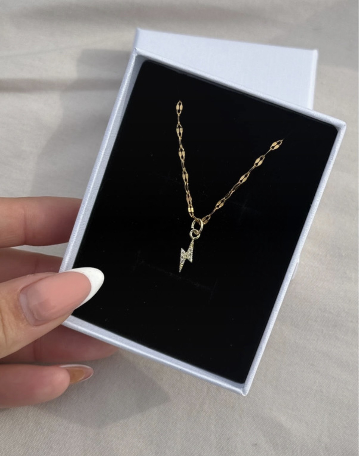 Gold Lightening Bolt Necklace - Stainless Steel & Tarnish Free - Gift Boxed