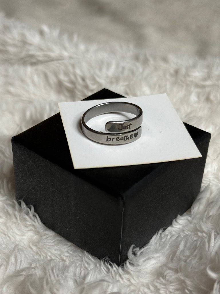 Just Breathe Adjustable Ring - Stainless Steel NEW