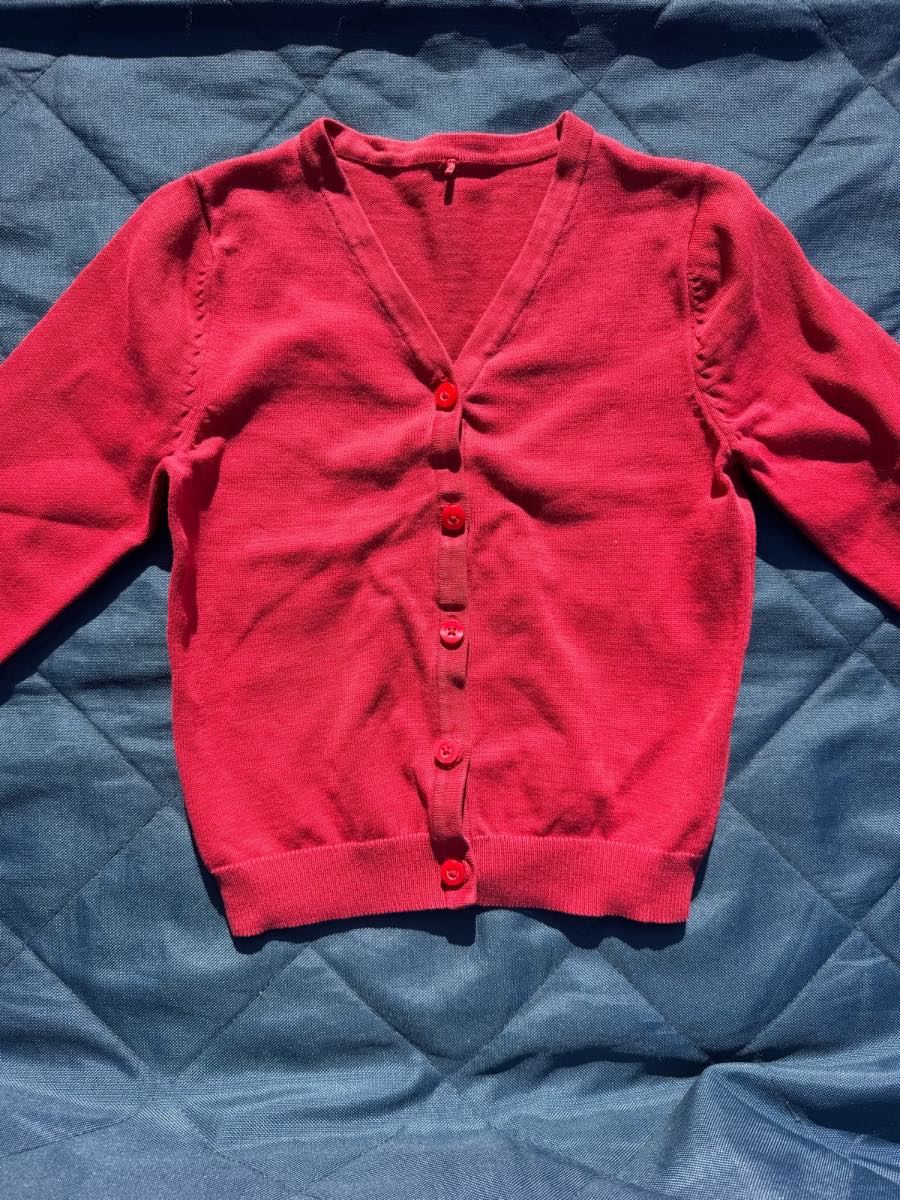 Red girls school cardigan 5-6Y