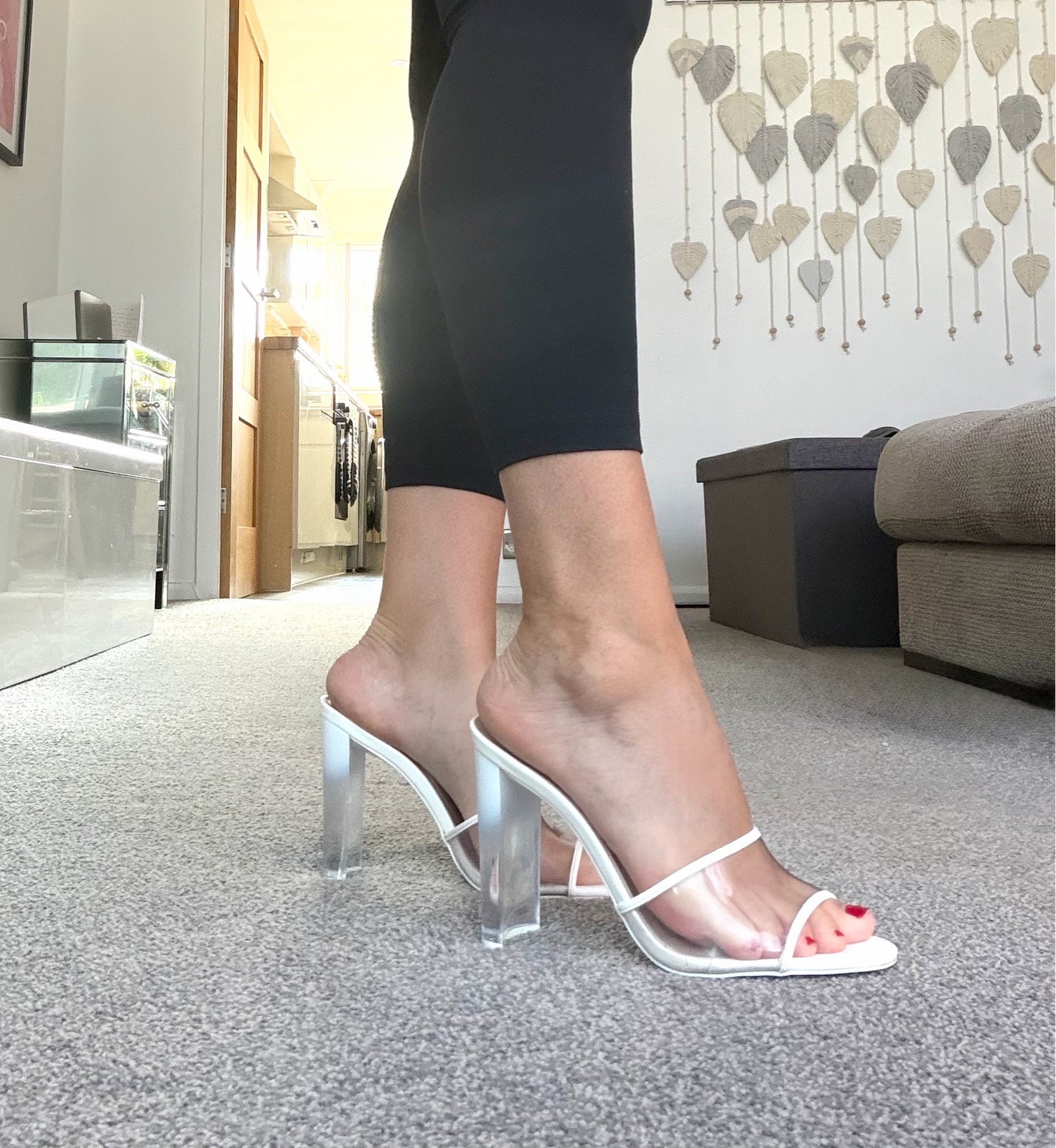 Aldo White Clear Block Heel Mules UK 6 Comfortable