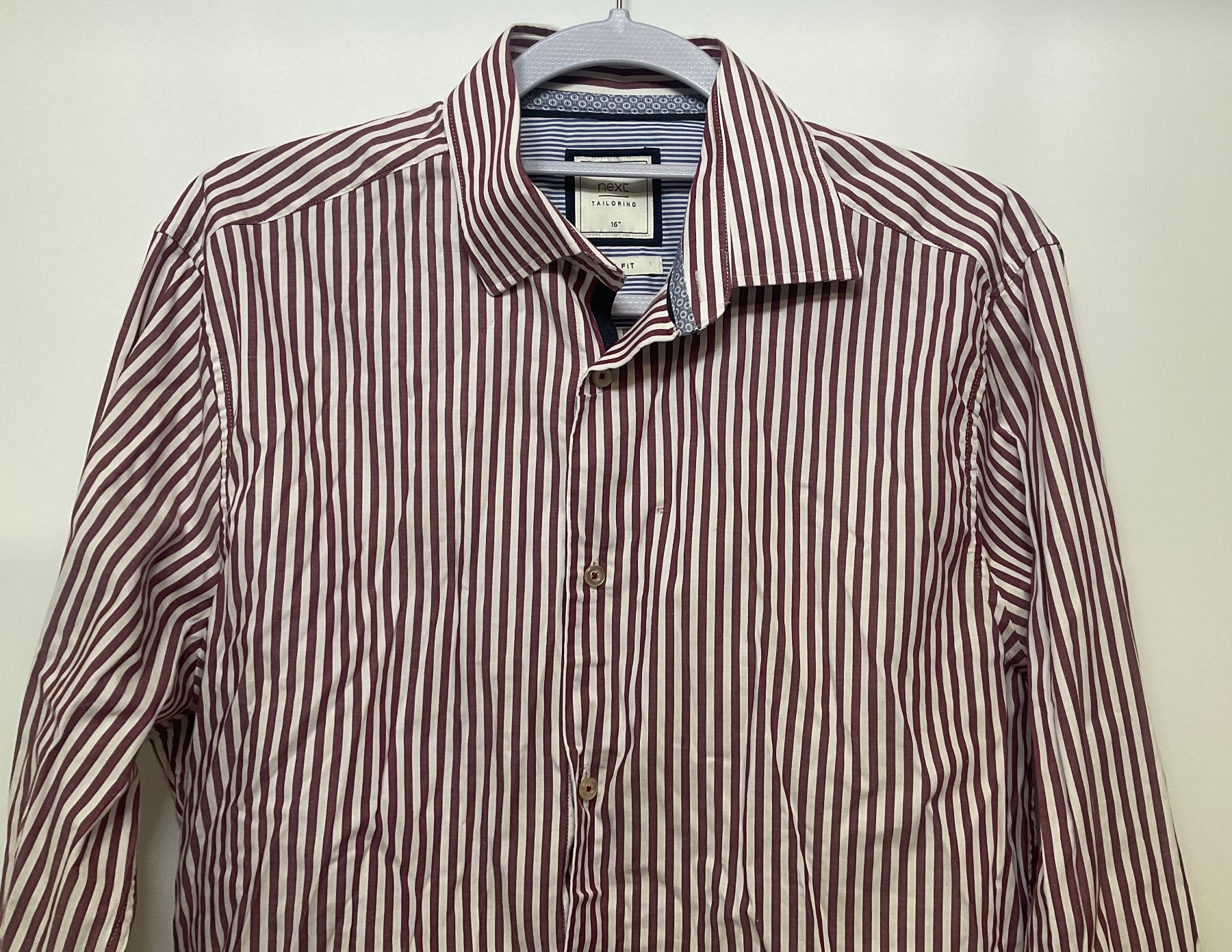 Size 16” slim fit, long sleeve, double cuff mens shirt by Next