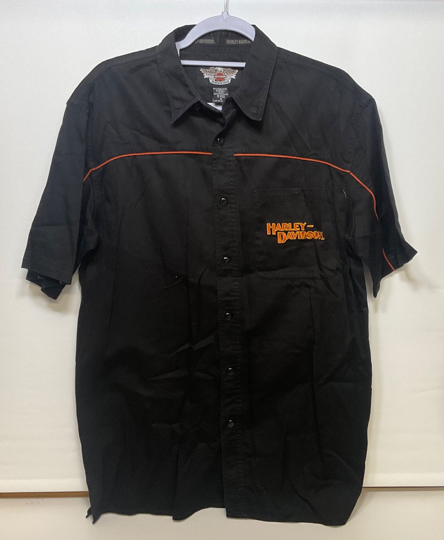 Size M, black short sleeve men’s shirt by Harley Davidson