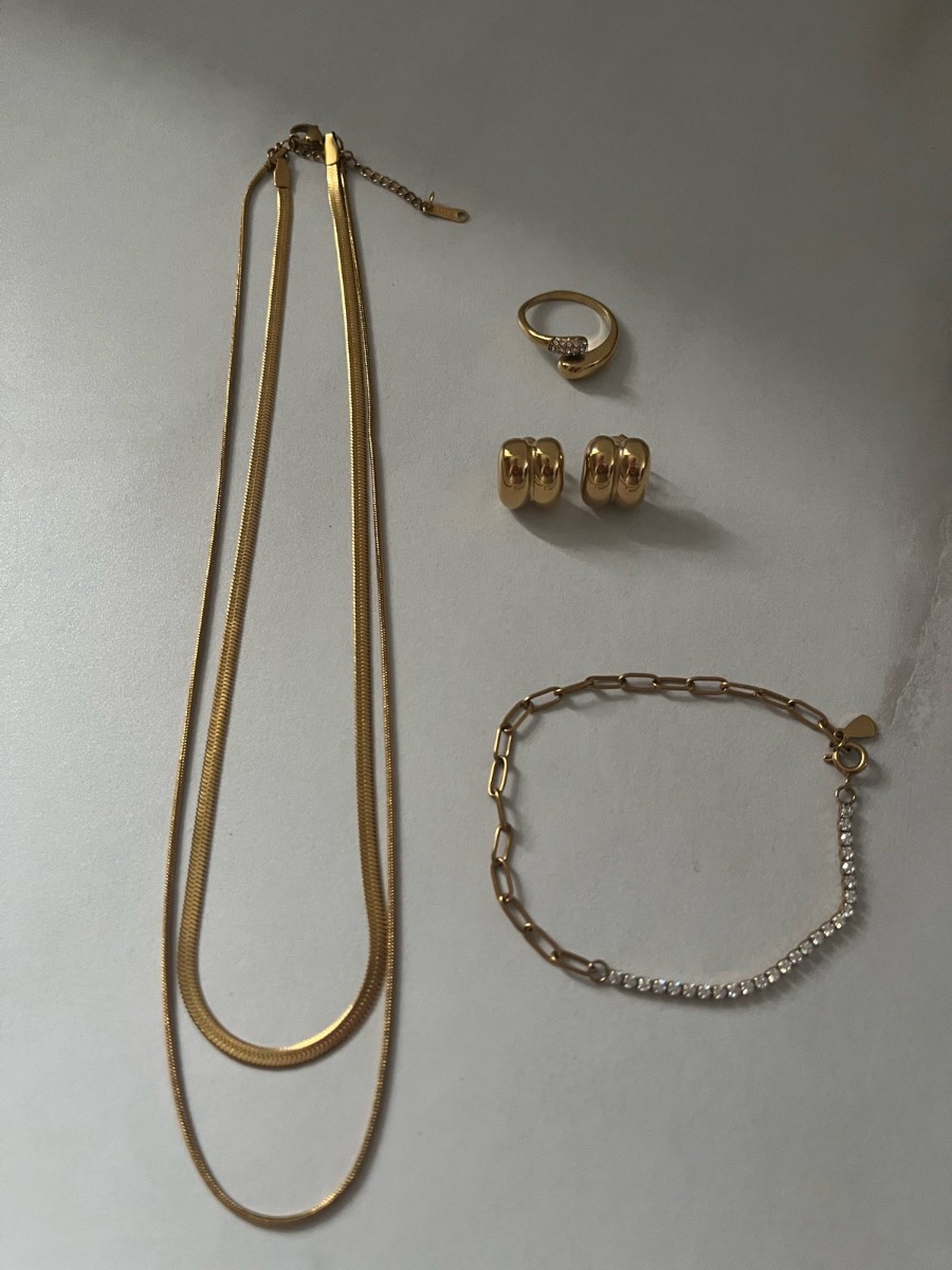 18k Gold Plated Stainless Steel Cubic zirconia Women’s Jewellery Bundle Set New