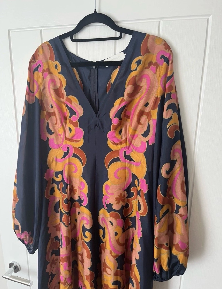 Zimmermann Women's Acadian Printed Silk Maxi Dress Colourful Size 3 UK Large