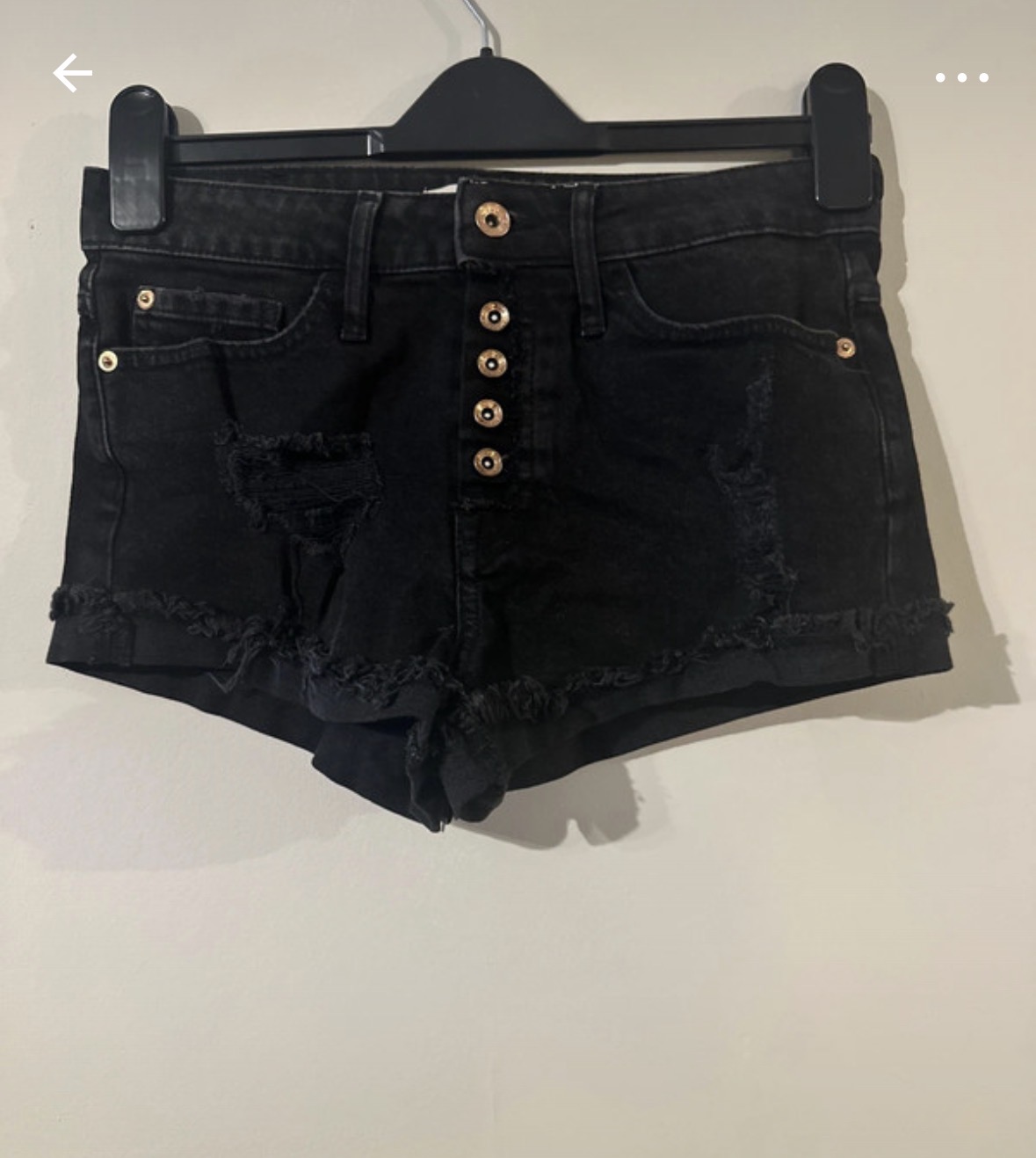 River island black denim shorts size 8