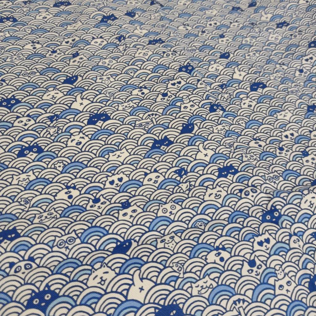 Blue Cats Pattern Fabric