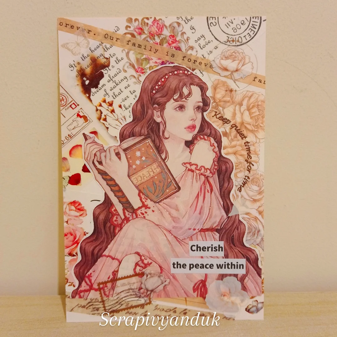 Handmade Message Card - Cherish the peace within Postcard/ Picture