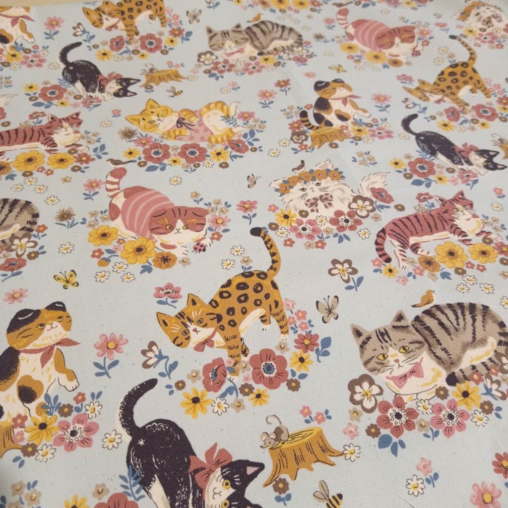 Blue Cats Pattern Fabric (100% cotton)
