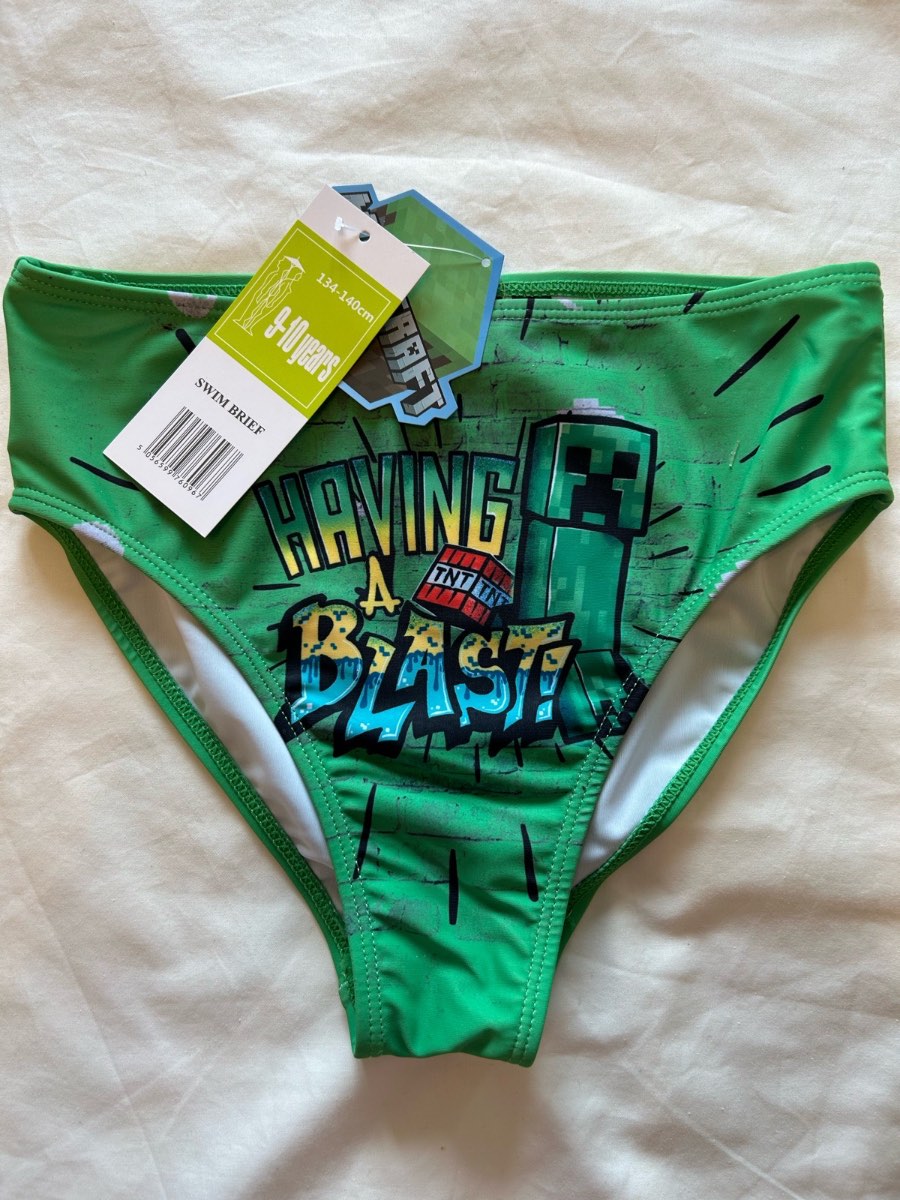 Minecraft swim briefs.  Age 9-10.  New.