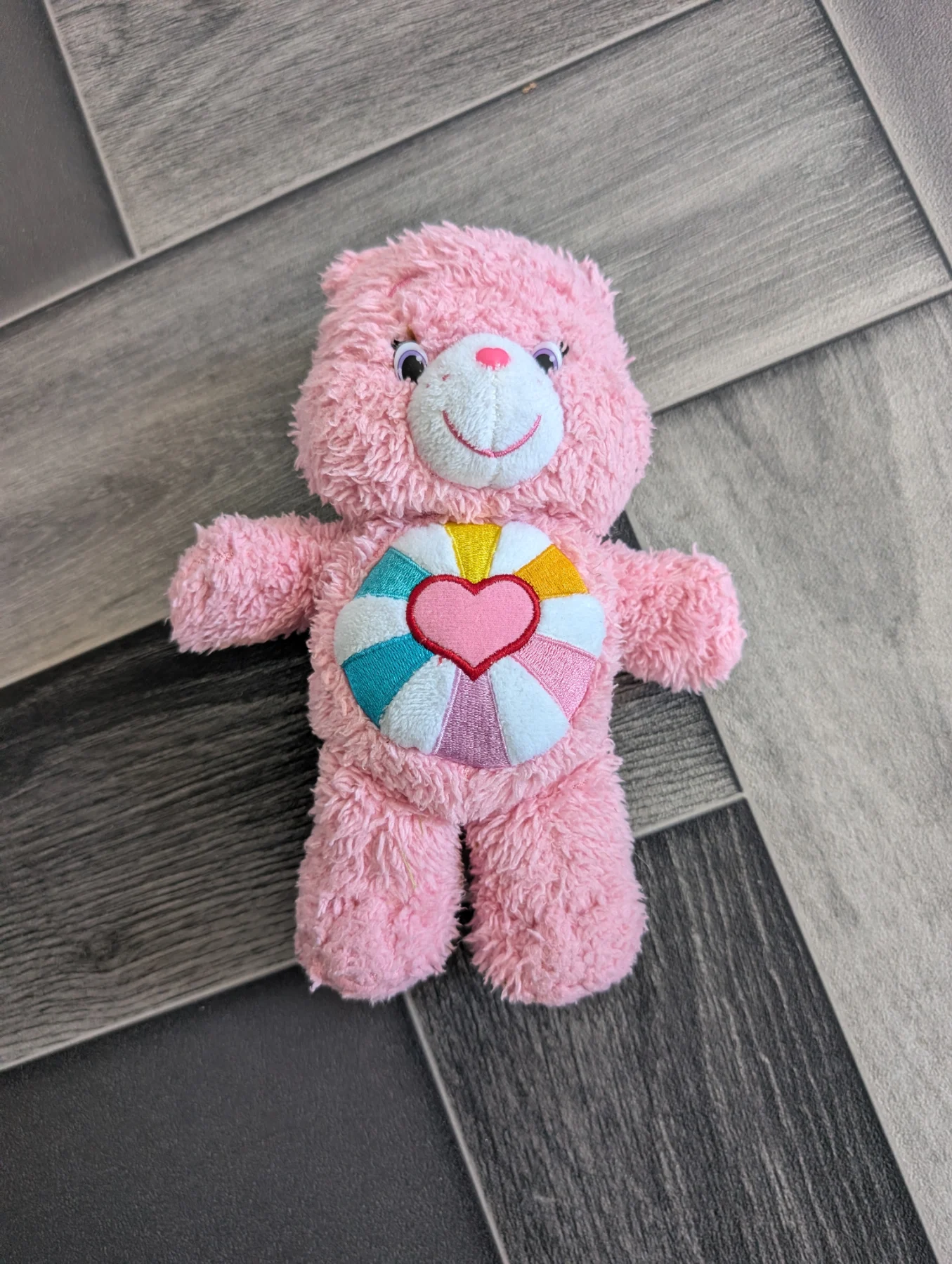 Hopeful Heart Care Bear, Pink Rainbow Heart Plush 22cm approx,  2016 Just Play, Great Condition