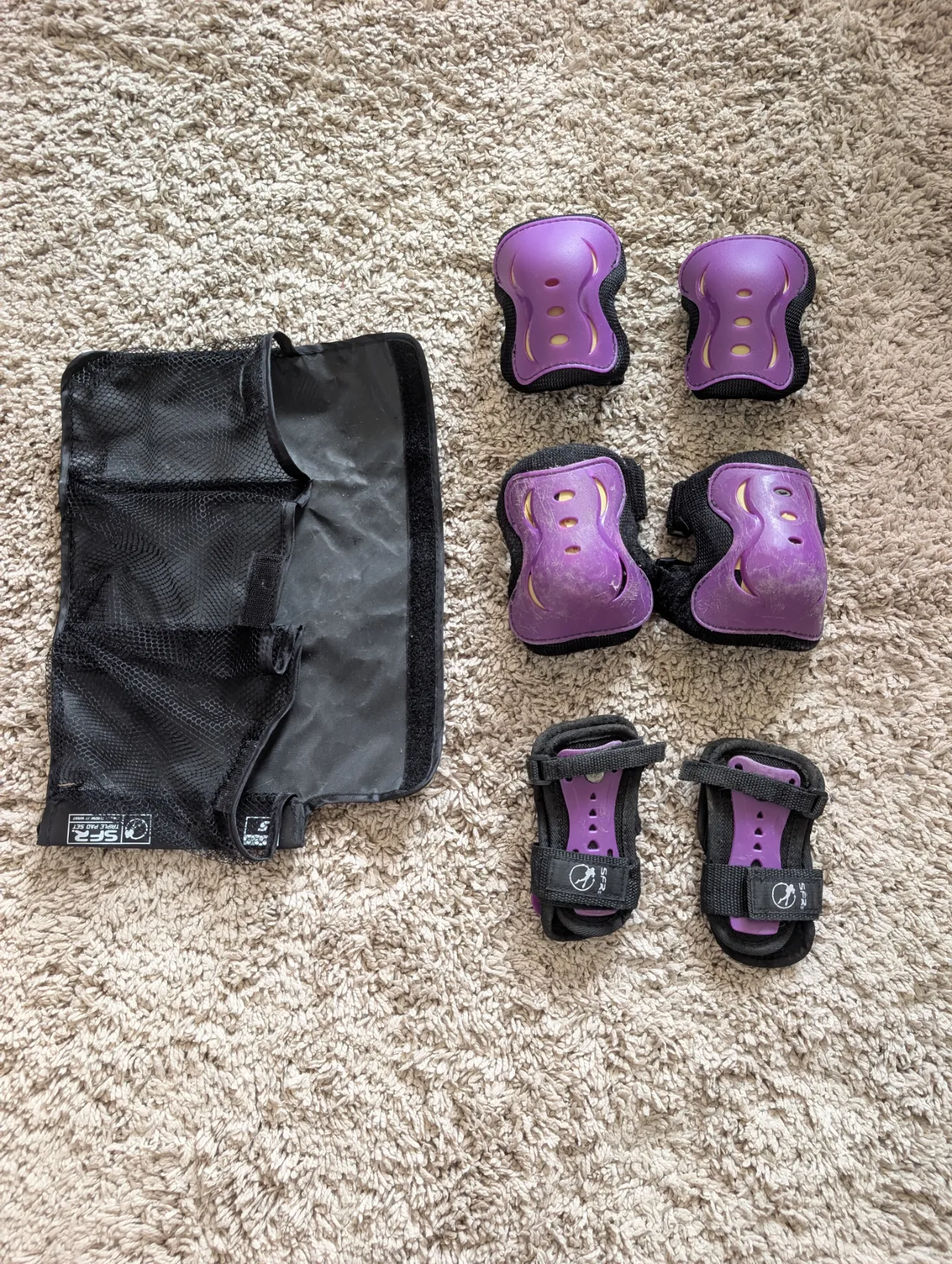 SFR Triple Pad Set (Child)  - Knee / Elbow / Wrist - Size S - Purple