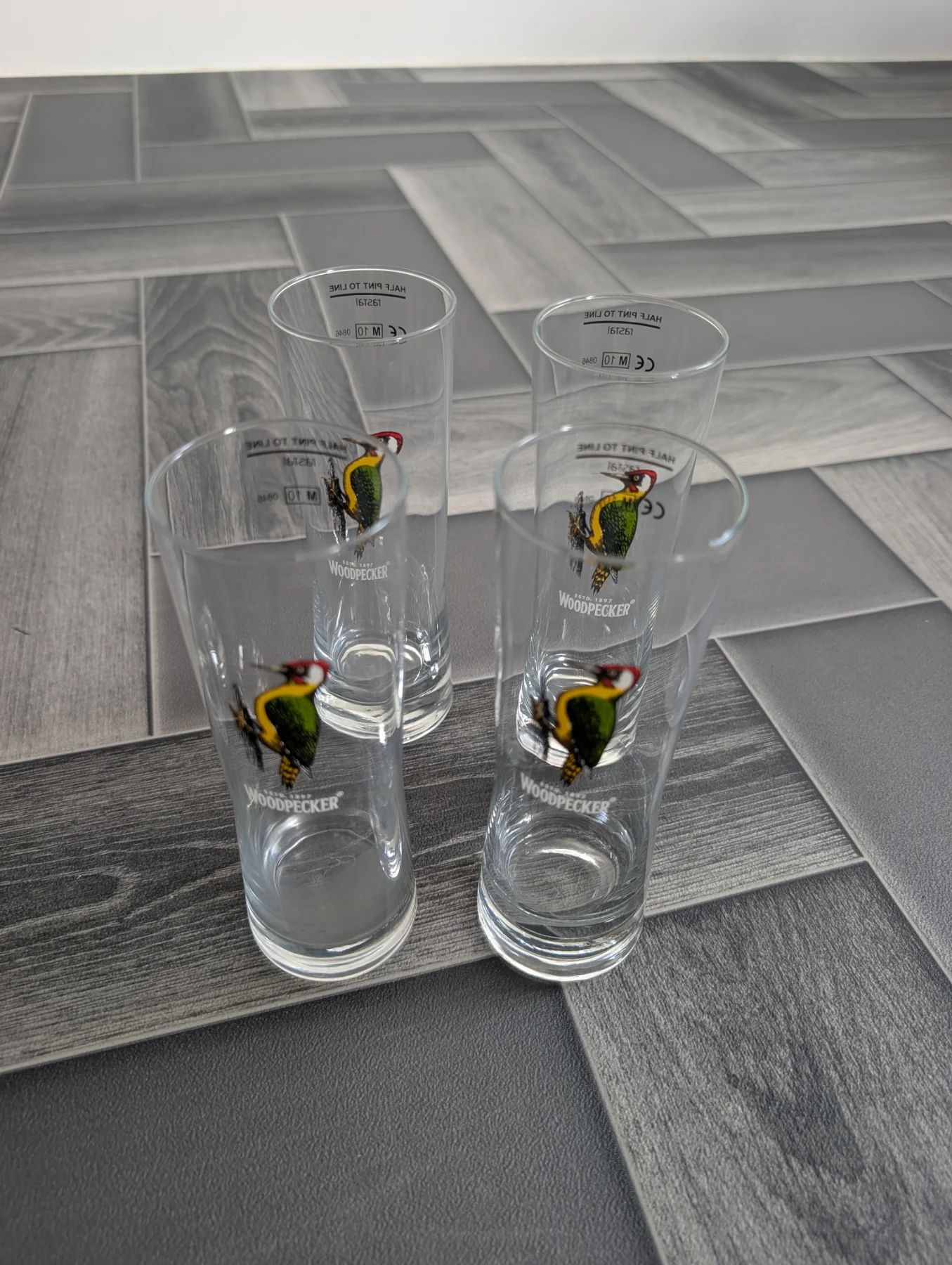 Set of 4 Woodpecker Cider Half Pint Glasses (2nd set)
