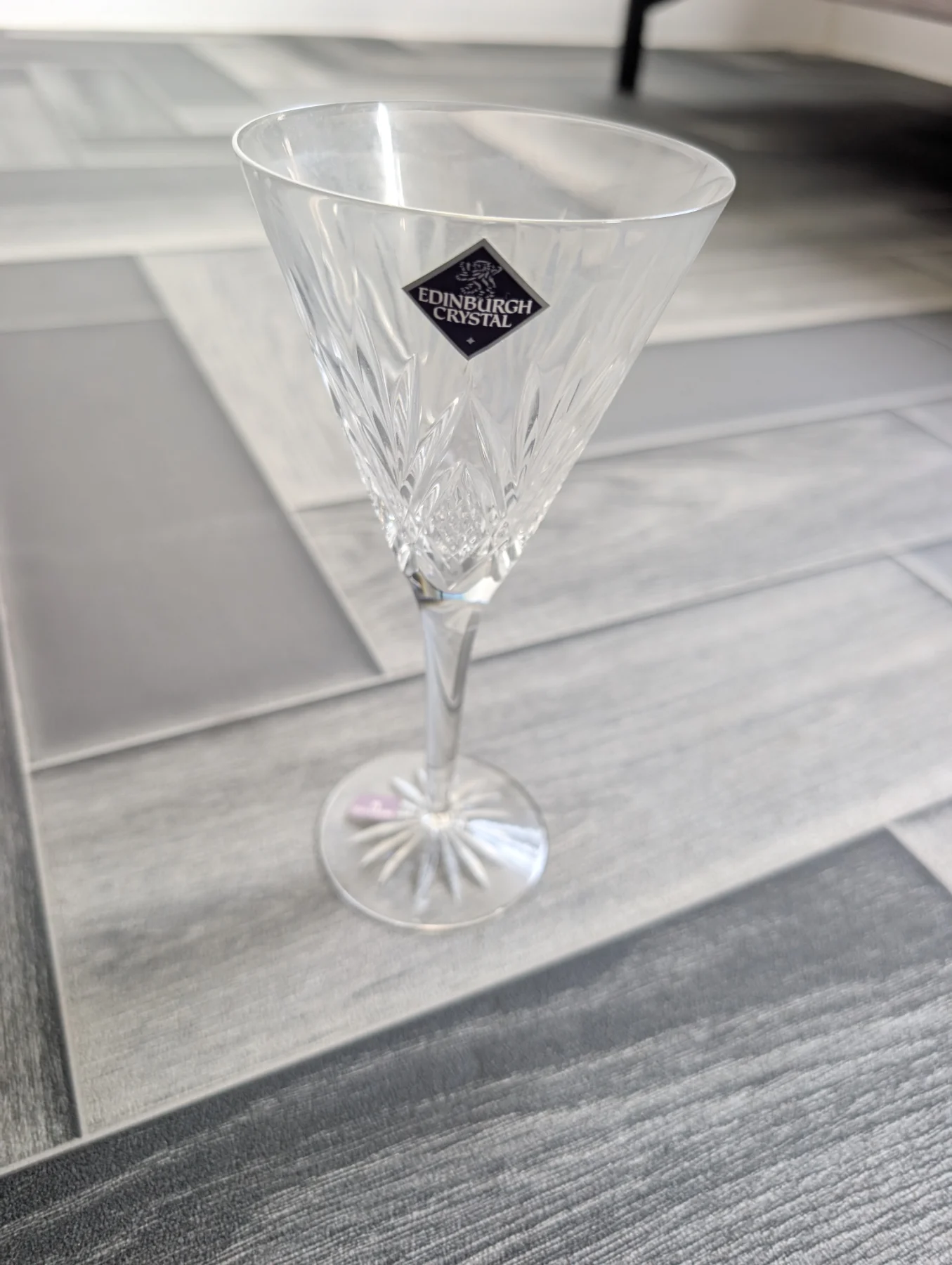 Vintage Edinburgh Crystal Cut Glass" Large 18cm Goblet / tall wine glass (Single Glass Only)