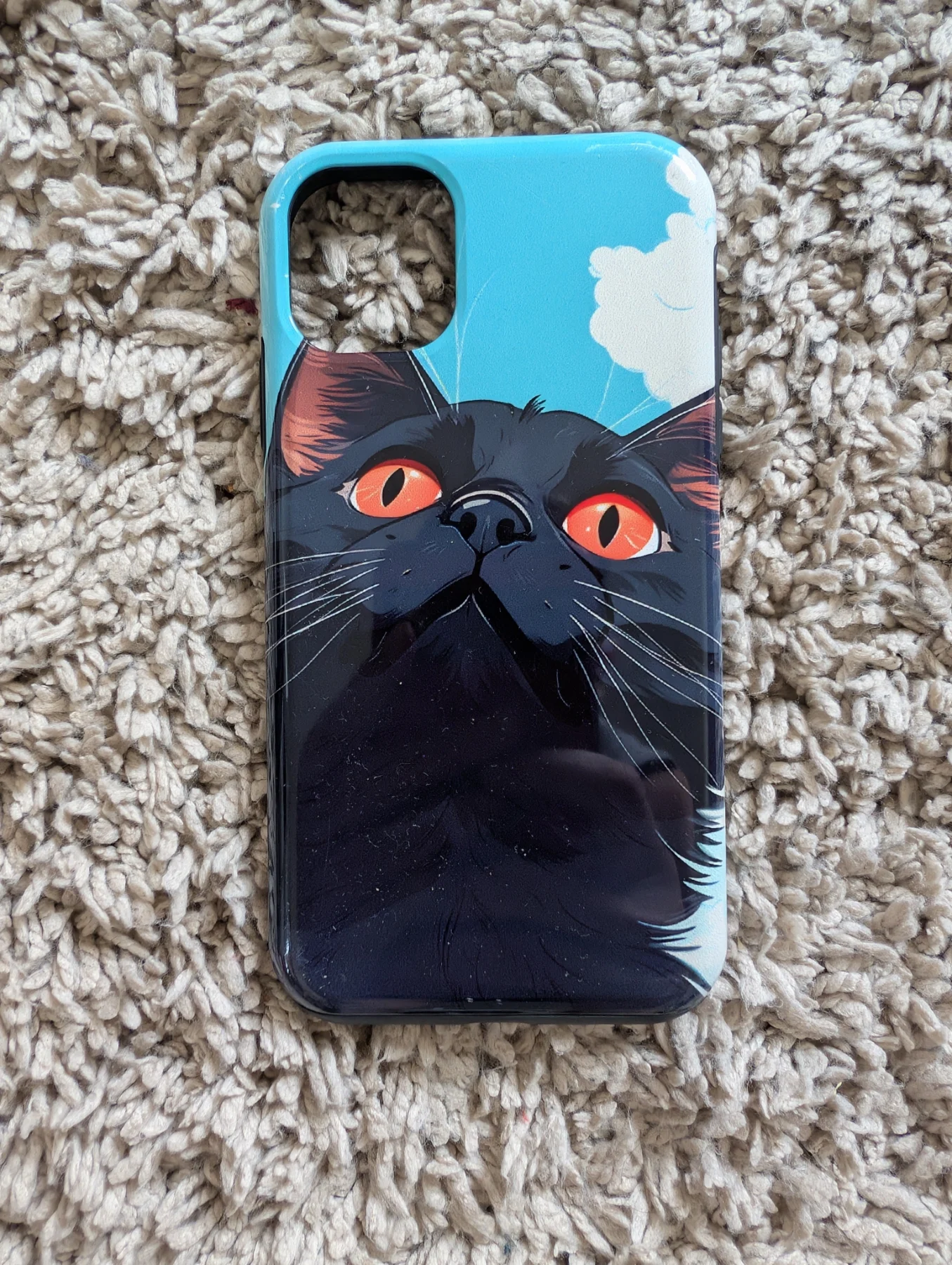 iPhone 13 Case - Black Cat Design - Cute Sky Print