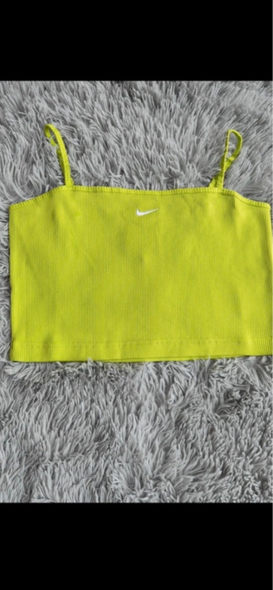 Nike essentials Bright lime/yellow mini swoosh crop workout/gym top size S