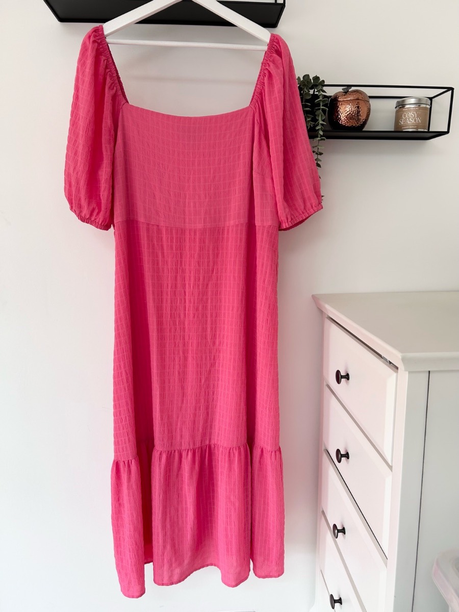 New look Bubblegum pink short sleeve tiered maxi dress size 18