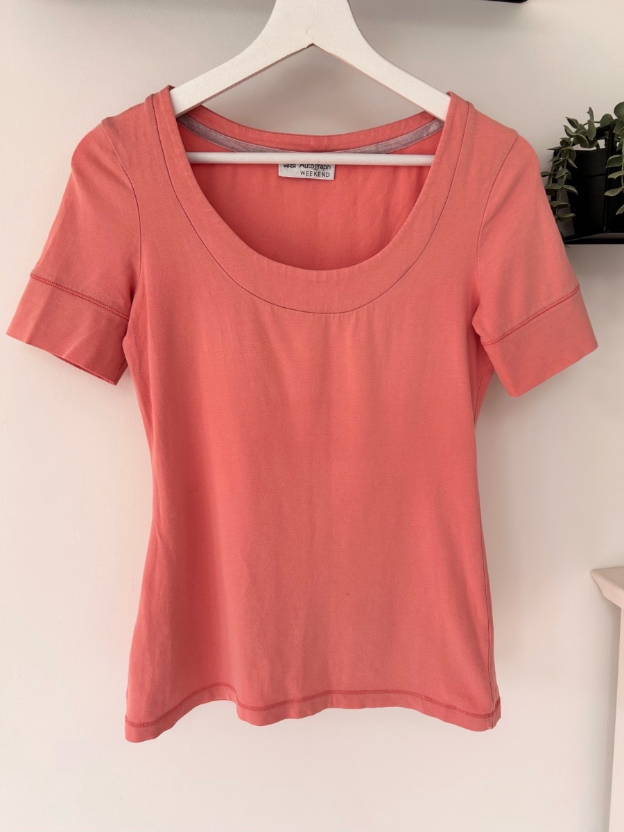 M&S autograph coral short sleeve cotton tshirt size 8