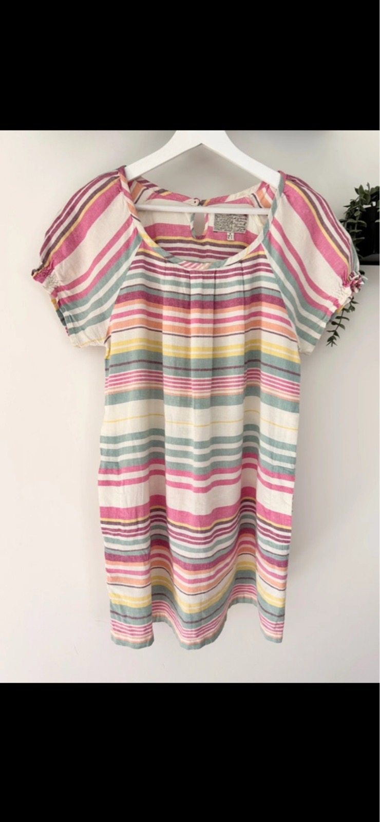 Tom joule pink candy striped linen-blend dress with pockets size 10