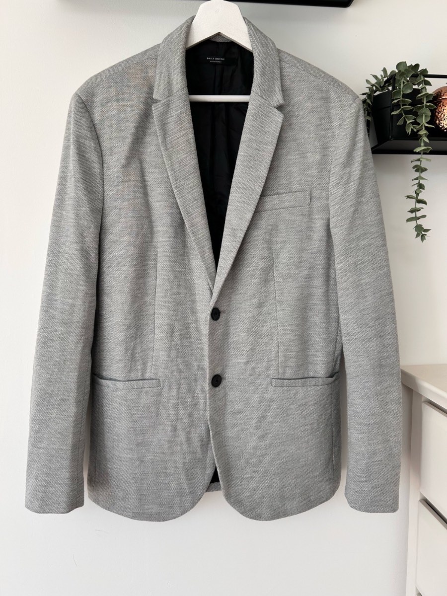 Zara men’s light grey textured slim fit blazer size L