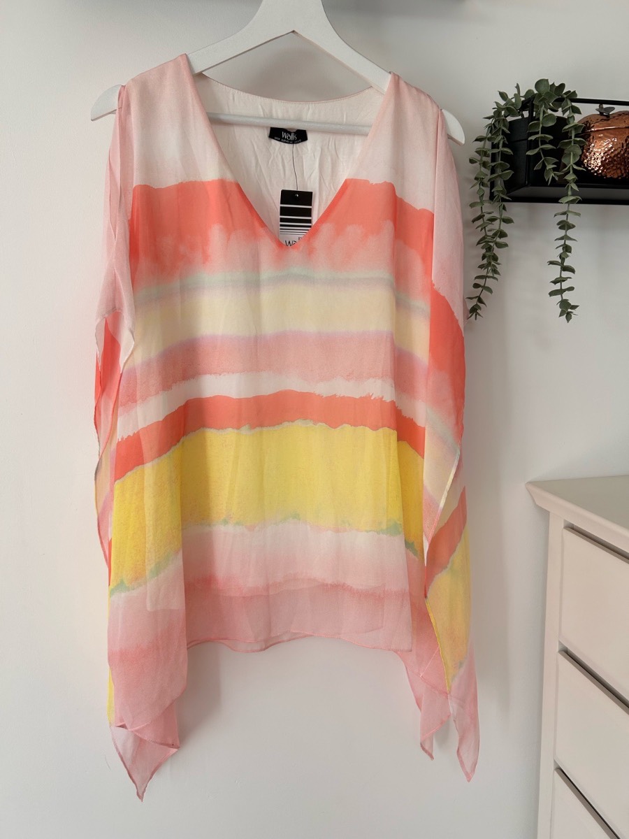 Wallis Orange/yellow vest chiffon overlay floaty blouse top size M