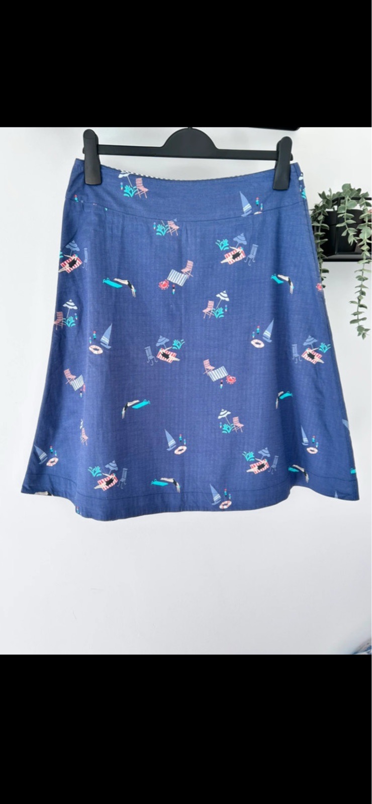 White stuff Blue beach sunbather print cotton skirt size 10