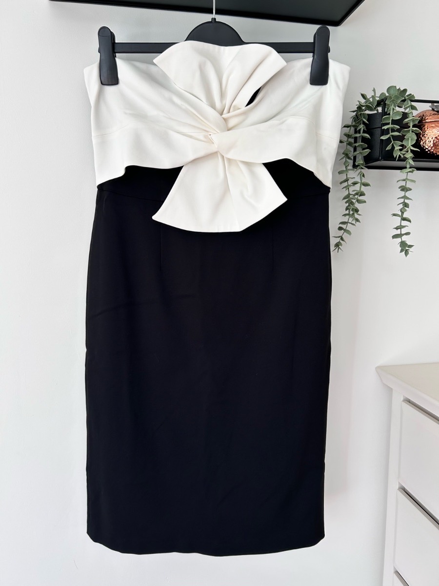 Kaleidoscope Black & white bow sleeveless races/occasion dress size 12