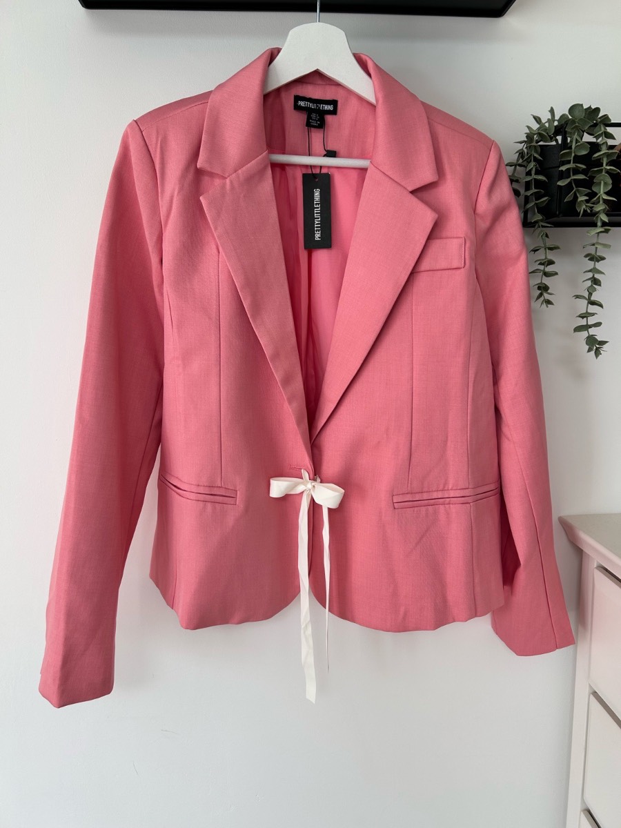 PLT Bubblegum pink ribbon tied front blazer jacket size 8