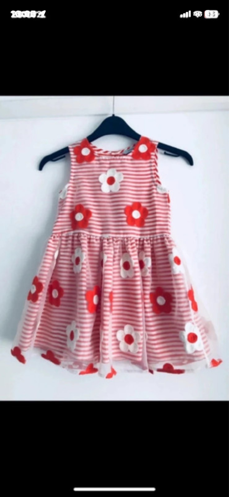 Orange white Floral and striped sleeveless dress age 4-5 yrs