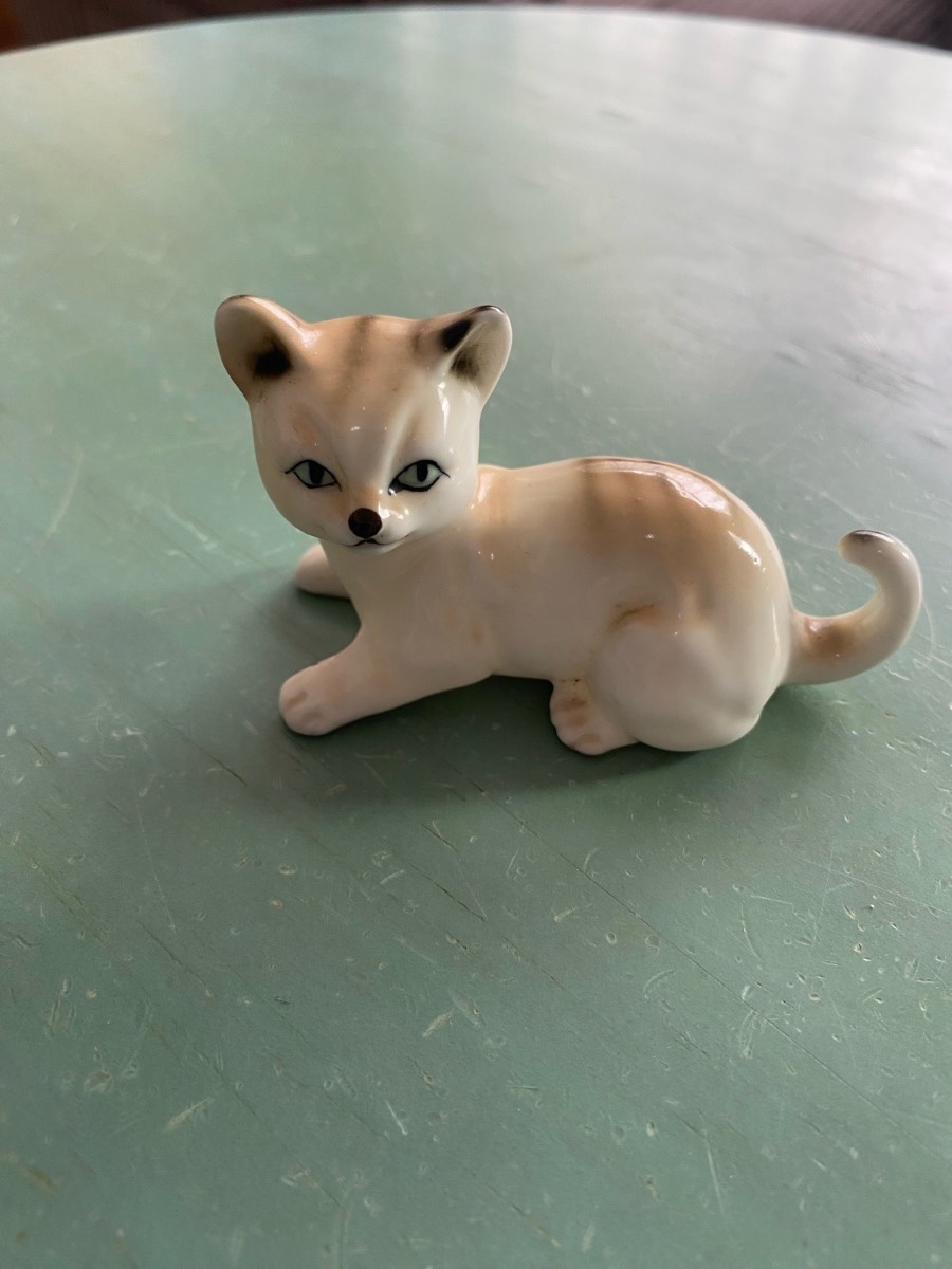 Vintage bone china figure of a sitting cat