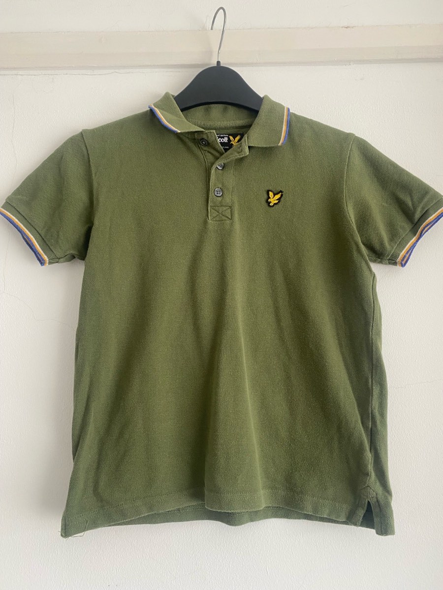 Boys cotton khaki Lyle & Scott polo shirt age 8/9 yrs