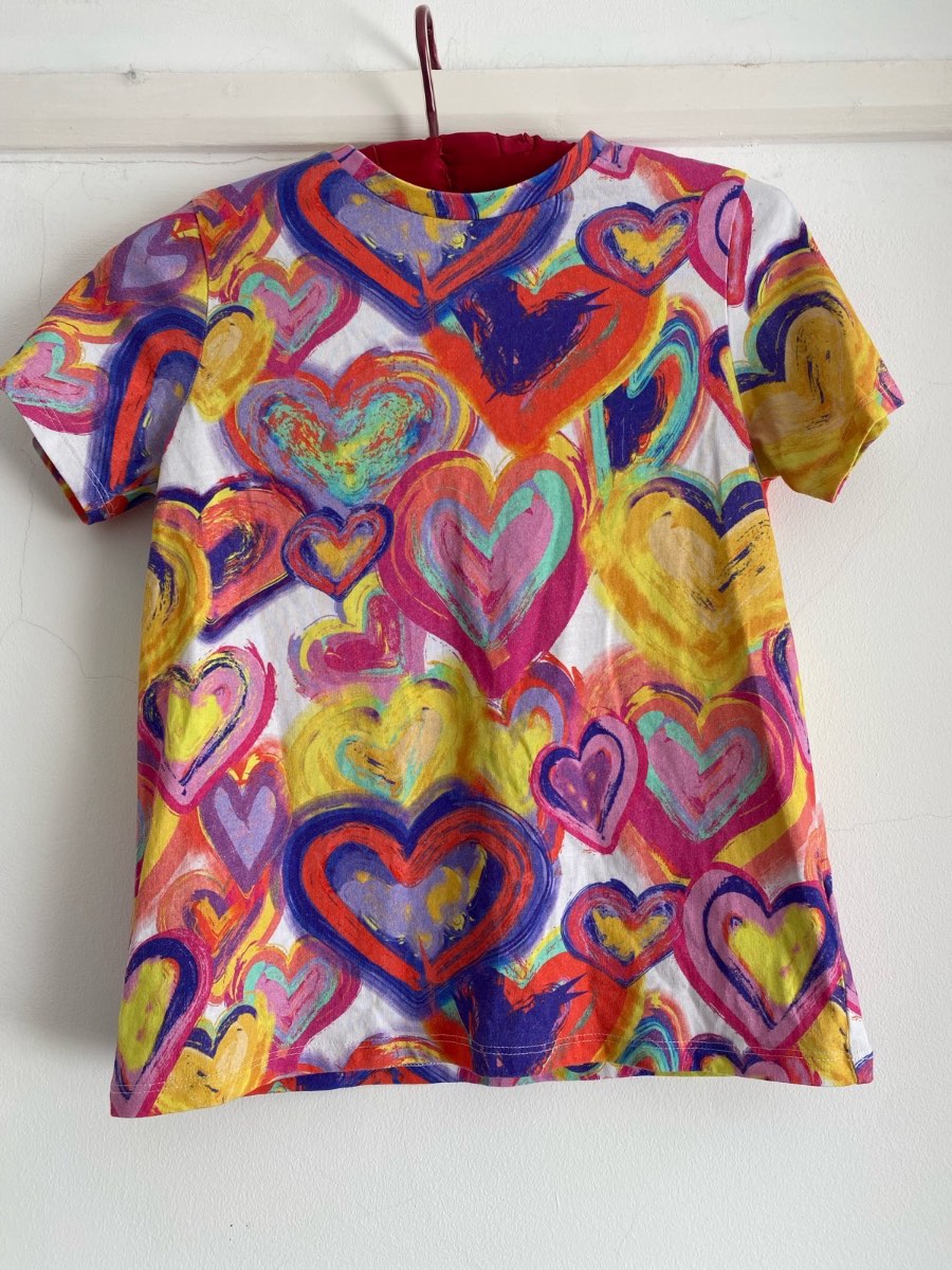Unisex multicoloured heart cotton Next tee age 11
