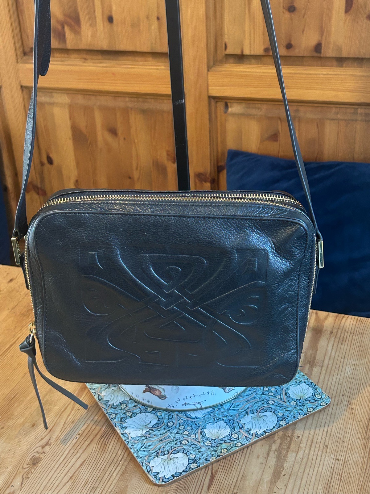 Biba Rachael black leather logo bag.