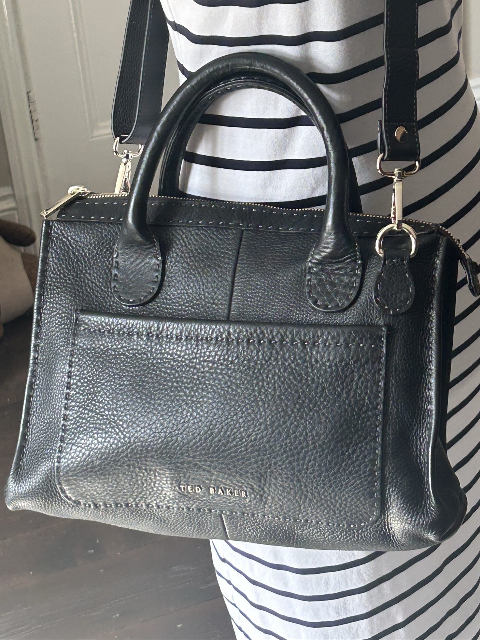 Ted Baker Black Leather Crossbody Satchel Bag