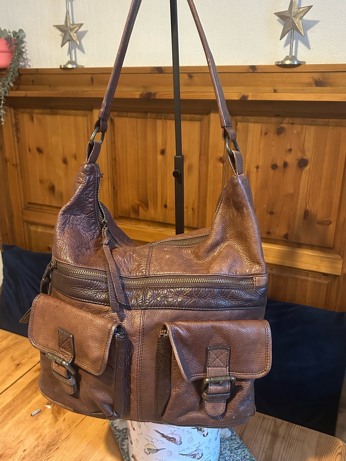 FAT FACE Brown Leather Shoulder Bag