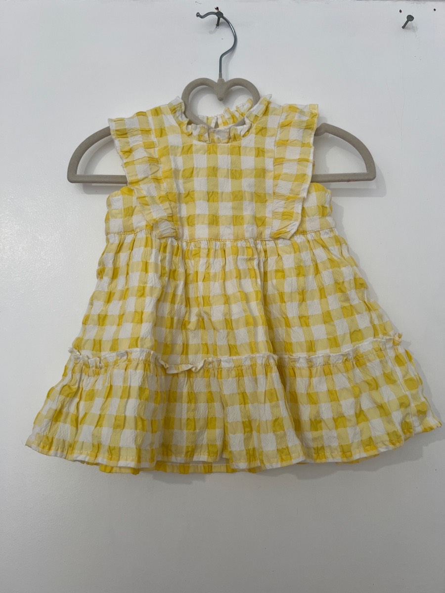 Matalan Baby Girls Yellow & White Gingham Dress